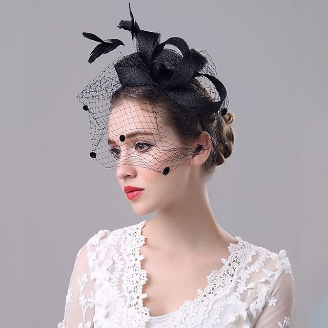 Fascinators Organza Polyester Party Evening Vintage Elegant With Feather Headpiece