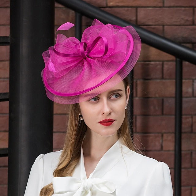 Fascinators Tulle Net Wedding Tea Party Elegant With Feather  display picture 2