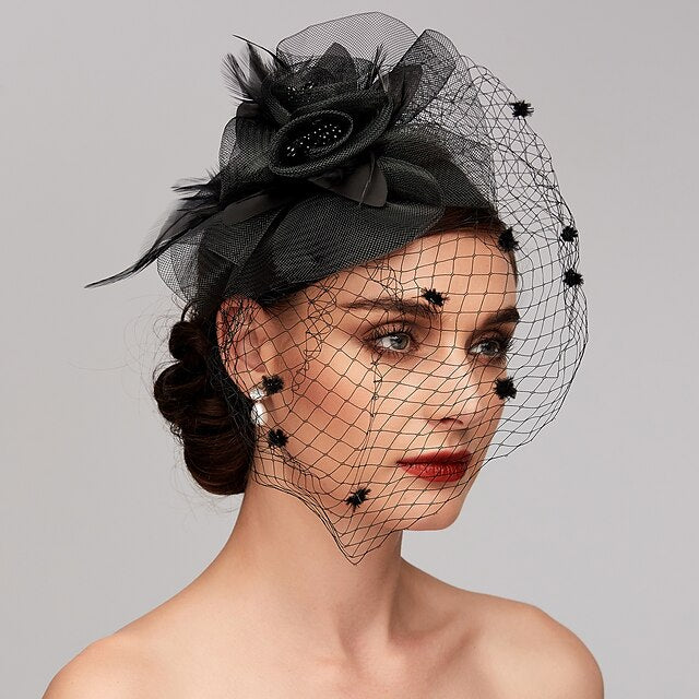Fascinators Net Wedding Horse Race With Flower - Mondressy display picture 3