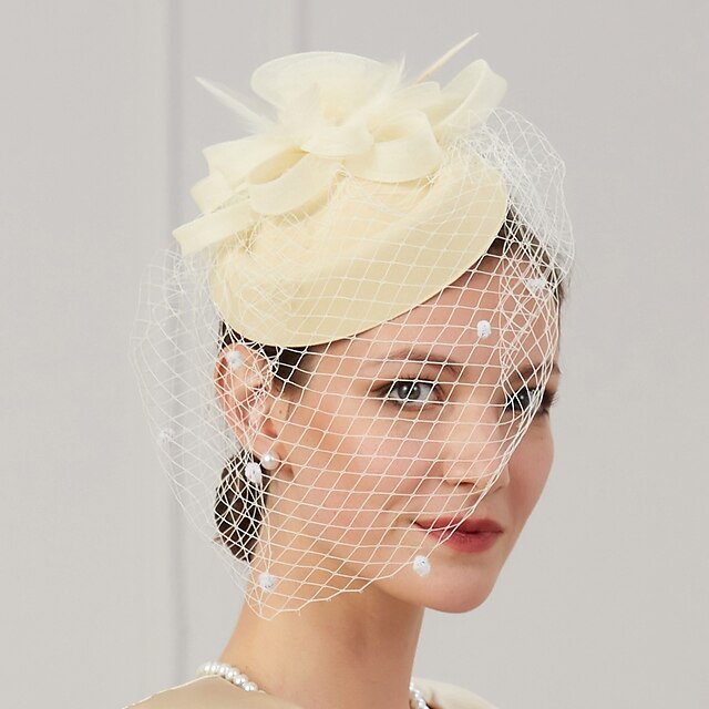 Fascinators Net Wedding Horse Race With Flower Feather Headpiece