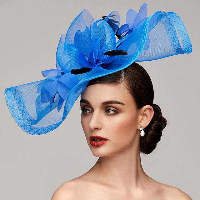 Flowers Feather Net Kentucky Derby Hat Fascinators Headpiece with Feather
