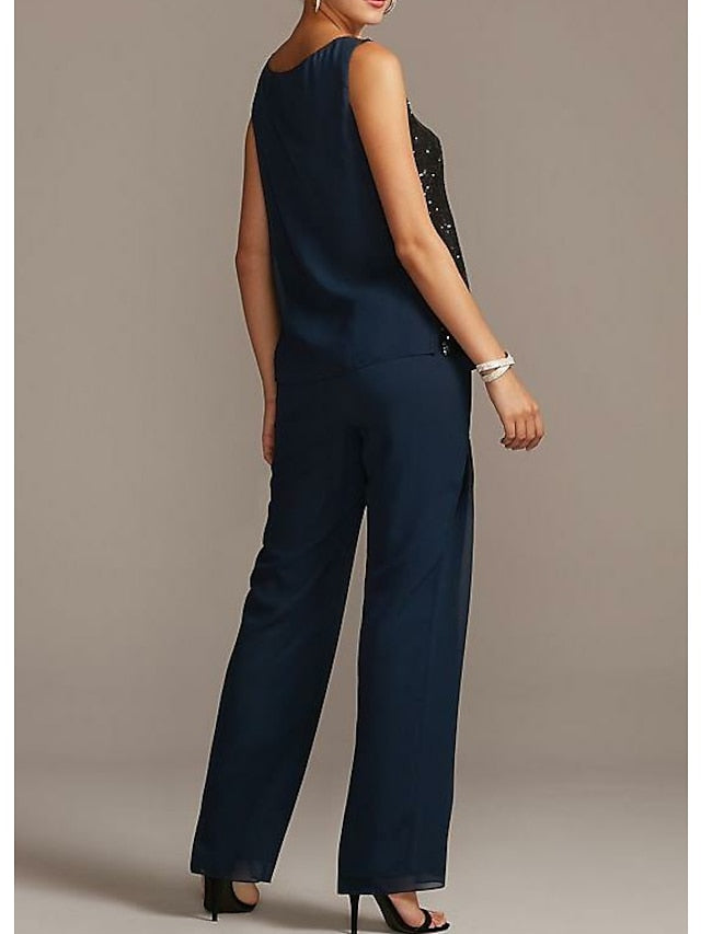Chiffon Scoop Mother of the Bride Pantsuits