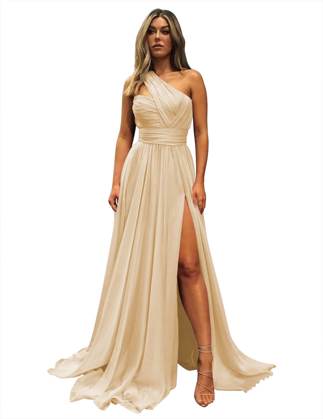 A-Line/Princess One-Shoulder Sleeveless Floor-Length Bridesmaid Dresses