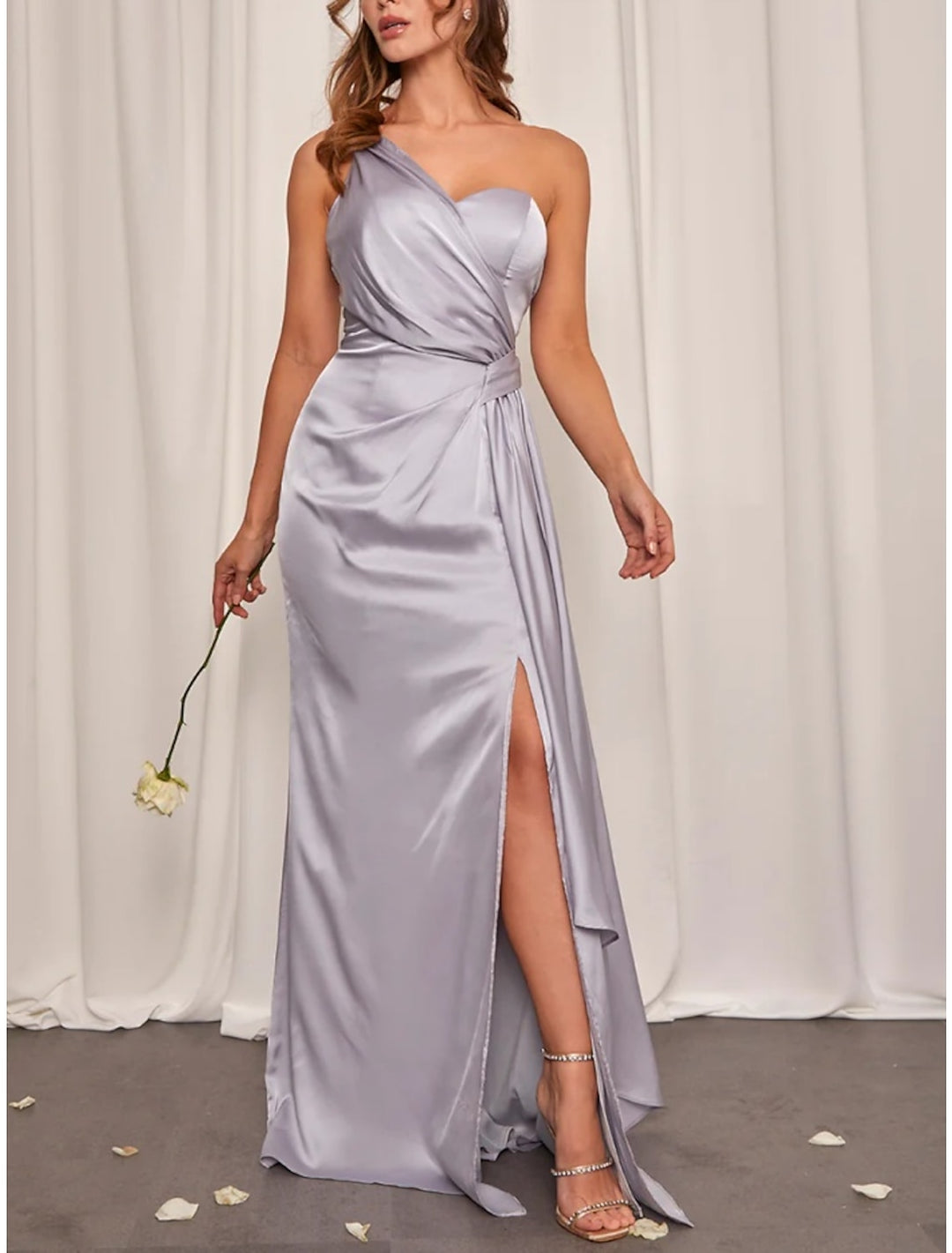Sheath/Column One-Shoulder Floor-length Long Bridesmaid Dresses