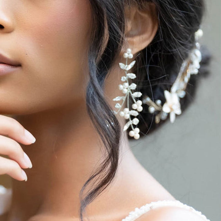 Luxurious Marquise Pearl/Rhinestone Drop Earrings