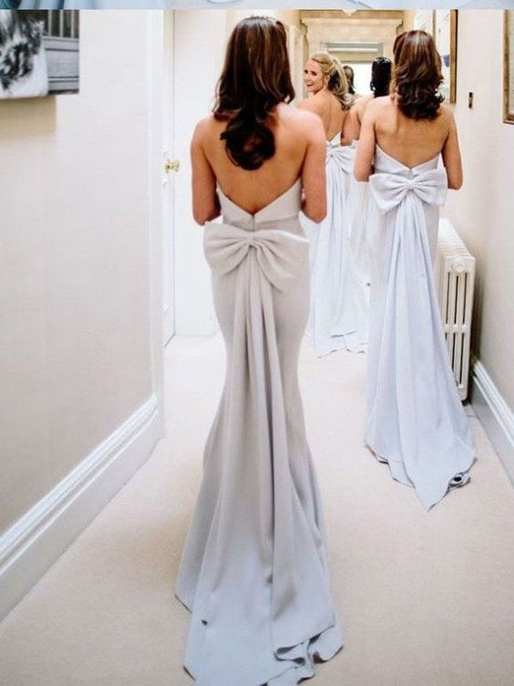 Sheath/Column Ruffles Strapless Sleeveless Long Bridesmaid Dresses for Women