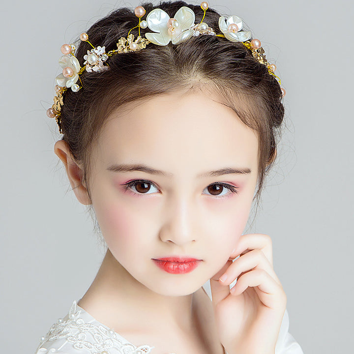 Children's Dress Accessories Delicated Flower Headband with Pearl