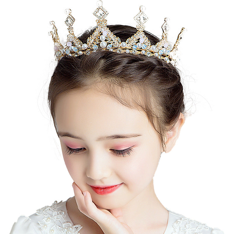 Children's Dress Accessories Retro Rhinestone Princess Crown Headpiece