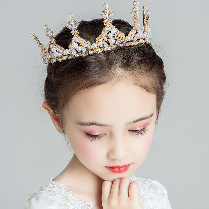 Children's Dress Accessories Retro Rhinestone Princess Crown Headpiece