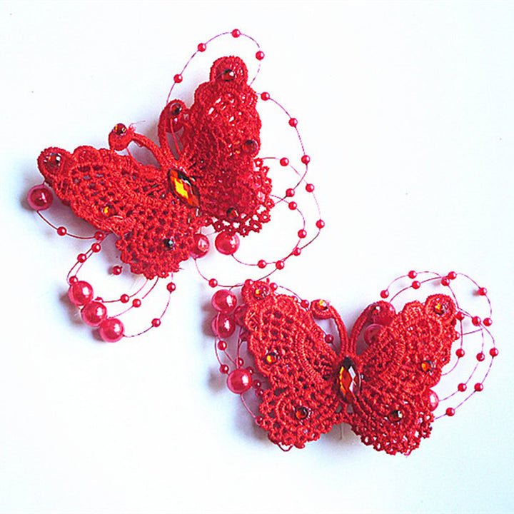 Cute Children's Fabric Lace Butterfly Pearl Headpiece