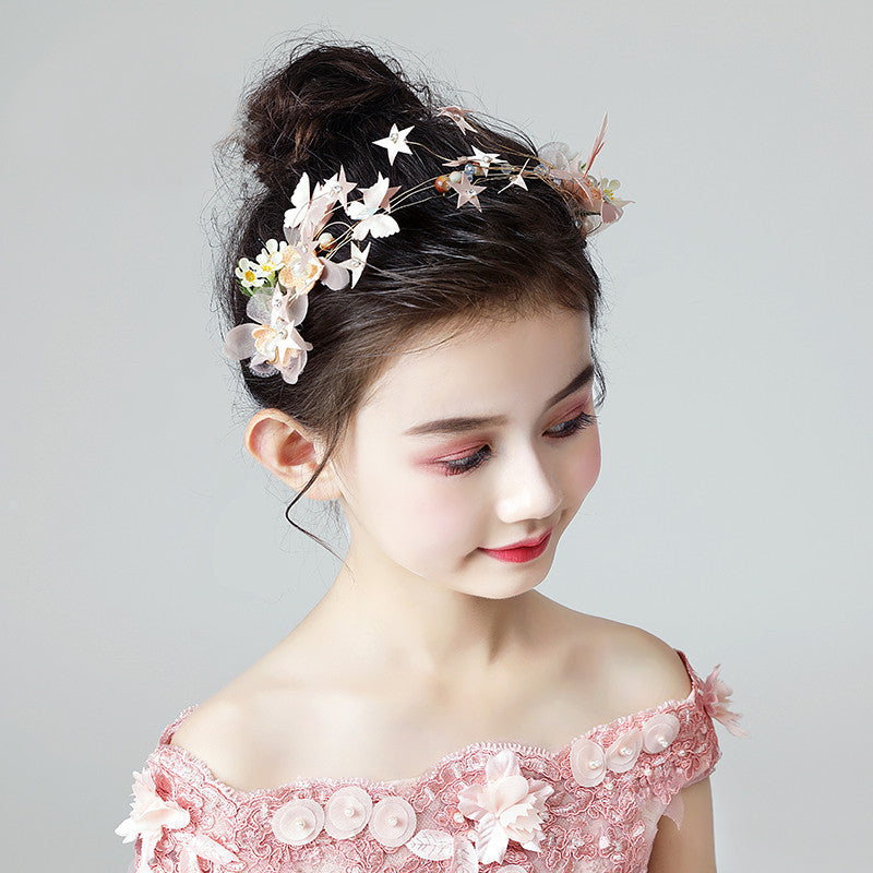 Cute Pretty Pink Star Flower Headpiece Accessories with Pearl