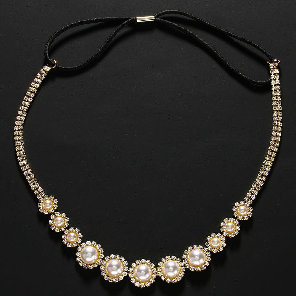 Minimalist Round Rhinestone Pearl Adjustable Hairband