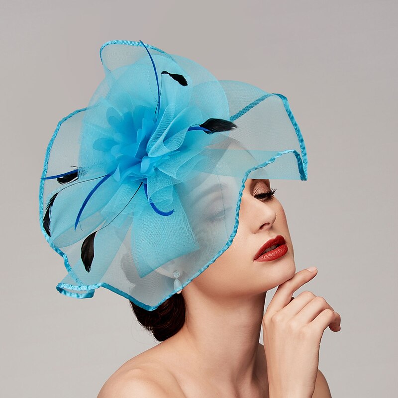 Elegant Net Saucer Hat Fascinator Hats Headpiece Flower Bow & Feather