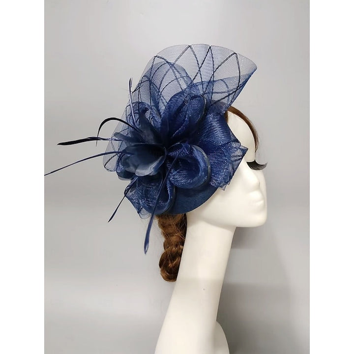 Elegant Net Saucer Hat Fascinator Hats Headpiece Flower Feather & Tulle