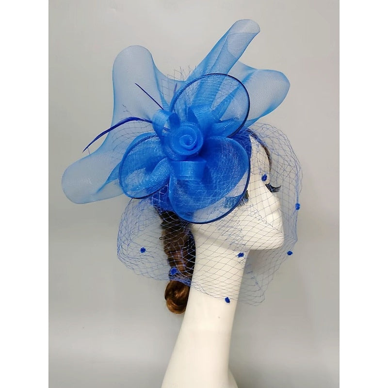 Noble Fascinators Net Wedding Horse Race Hats Flower Headpiece & Knot Bow