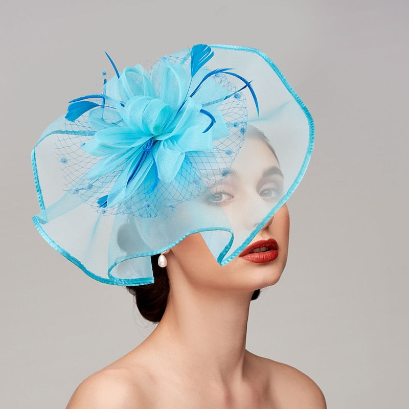 Elegant Retro Melbourne Hat Fascinators Headpiece with Feather & Flower