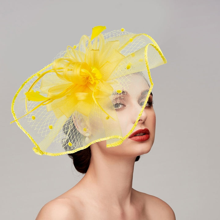 Elegant Retro Melbourne Hat Fascinators Headpiece with Feather & Flower