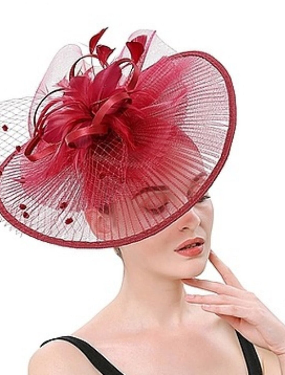 Elegant Tulle Kentucky Derby Hat Horse Race Feather Retro Fascinators/Headbands