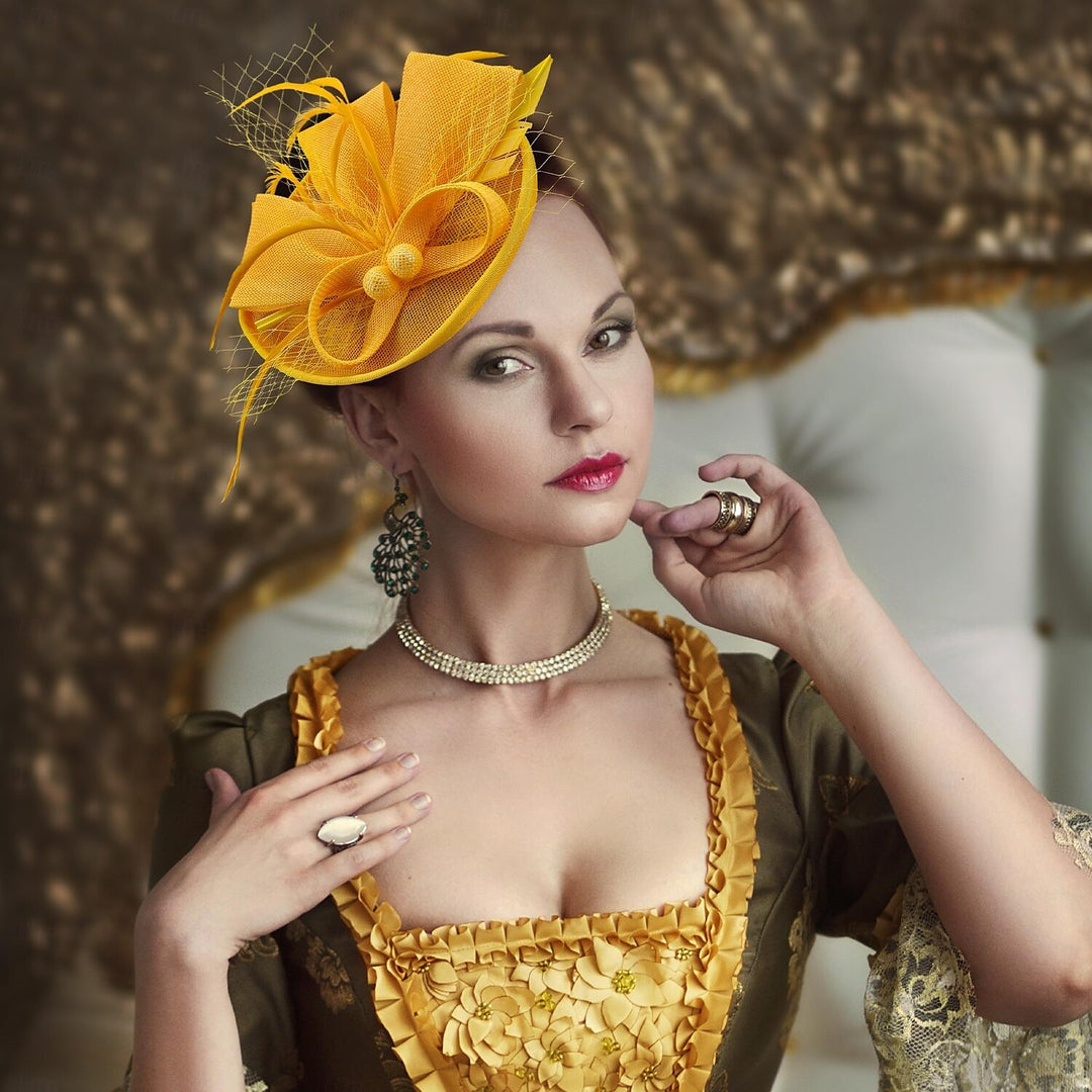 White Delicate Tea Party Kentucky Derby Floral Feather Headpiece/Headwear