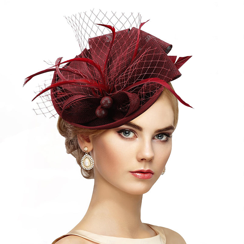 White Delicate Tea Party Kentucky Derby Floral Feather Headpiece/Headwear