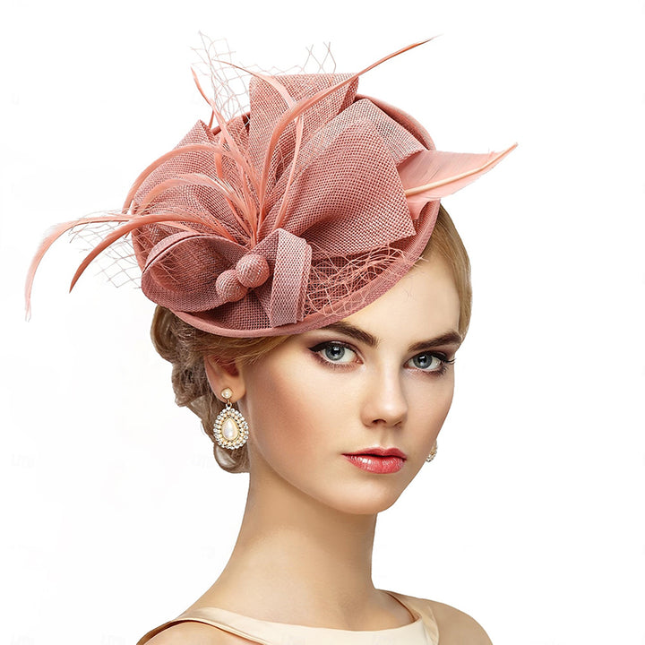 White Delicate Tea Party Kentucky Derby Floral Feather Headpiece/Headwear