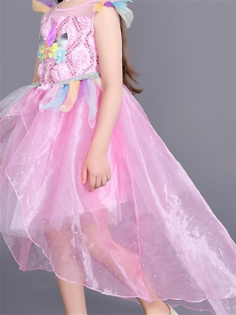 A-Line/Princess Polyester Lace Sleeveless Short/Mini Ruffles Flower Girl Dresses