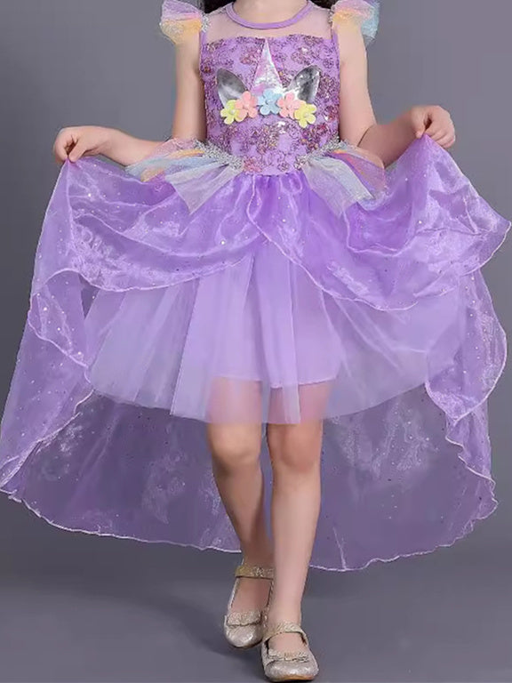 A-Line/Princess Polyester Lace Sleeveless Short/Mini Ruffles Flower Girl Dresses