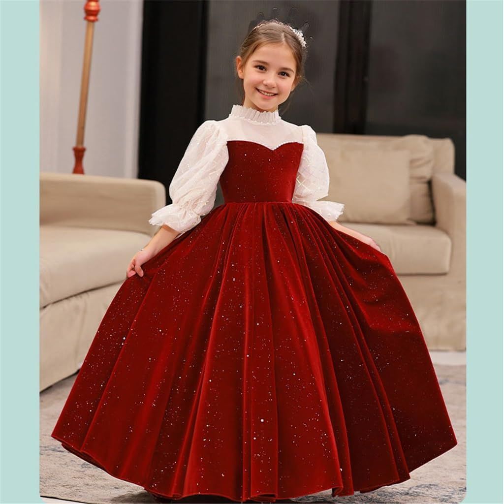 3/4 Sleeves Floor Length High Neck A-Line/Princess Flower Girl Dresses