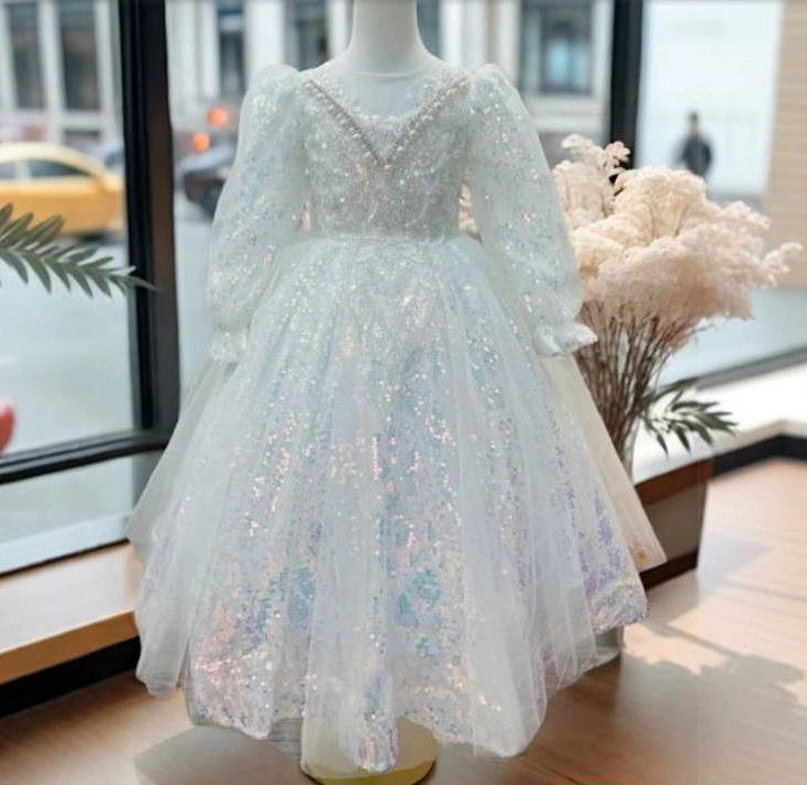 A-Line/Princess Long Sleeves Beading Round Neck Girl Party Dress with Rhinestone A-Line/Princess Long Sleeves Beading Round Neck Girl Party Dress with Rhinestone