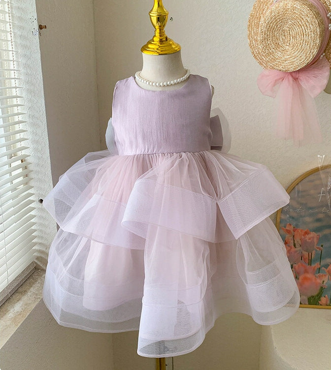 Sleeveless Round Neck Tea Length Princess Baby Girl Party Dress with Bowknot Sleeveless Round Neck Tea Length Princess Baby Girl Party Dress with Bowknot
