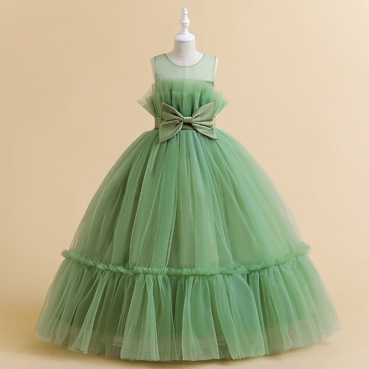 A-Line/Princess Sleeveless Floor Length Flower Girl Party Dresses with Bow