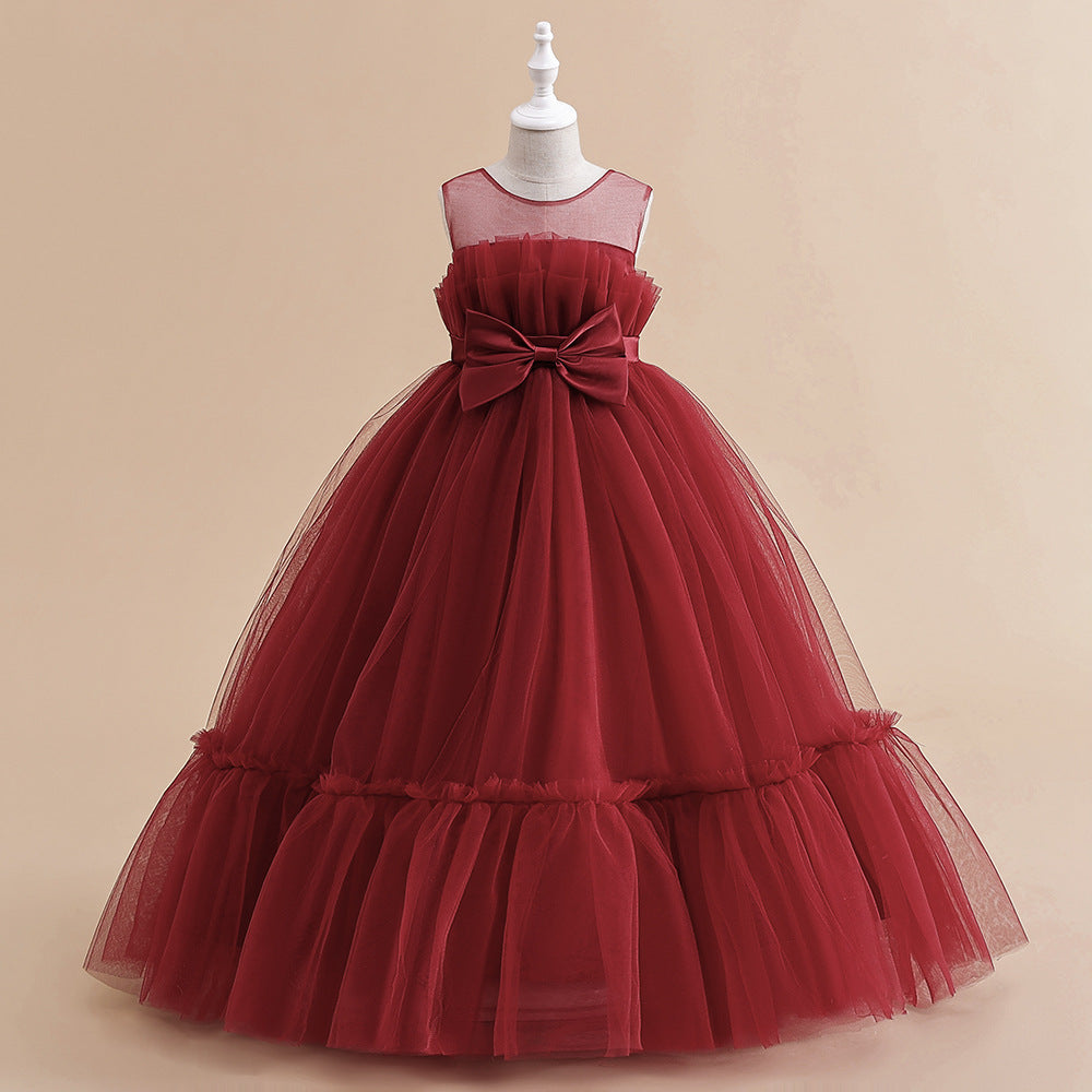 A-Line/Princess Sleeveless Floor Length Flower Girl Party Dresses with Bow