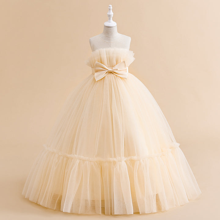 A-Line/Princess Sleeveless Floor Length Flower Girl Party Dresses with Bow