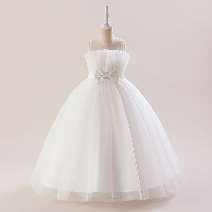 A-Line/Princess Sleeveless Floor Length Flower Girl Party Dresses with Bow