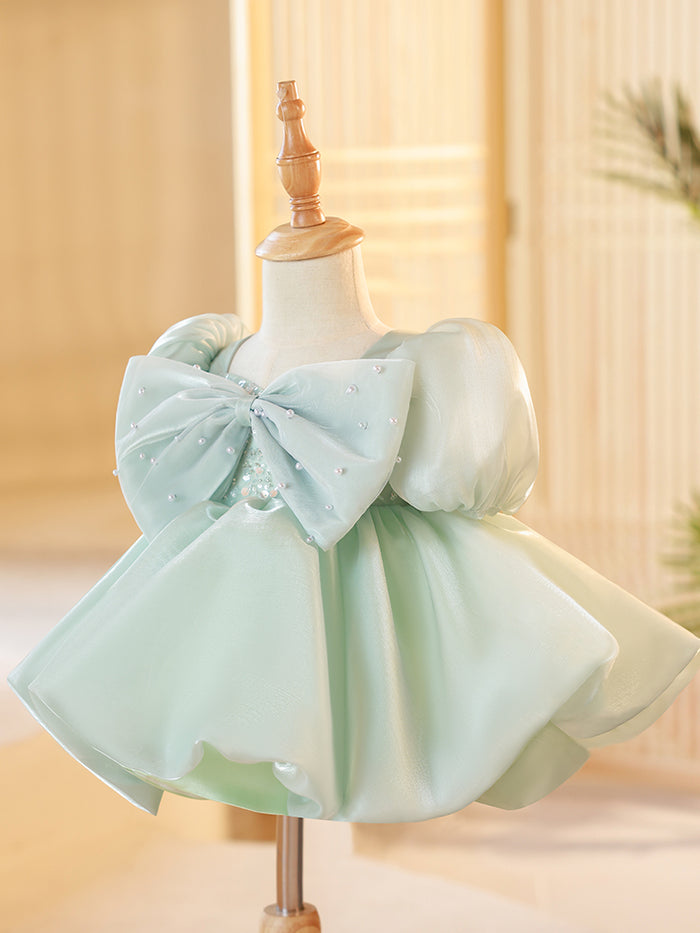 A-Line/Princess Short Sleeves Knee-Length Baby Girl Dresses with Big Bow