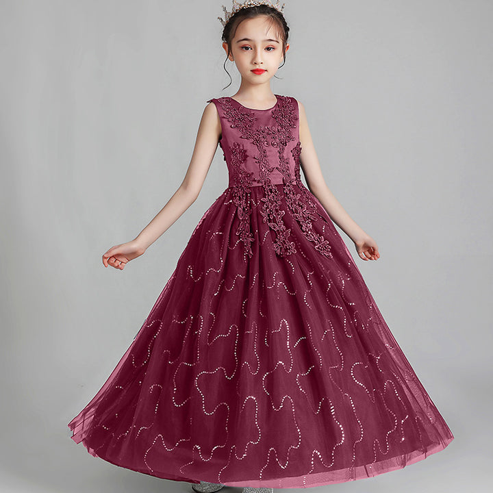 A-Line/Princess Scoop Neck Sleeveless Tulle Flower Girl Dress with Lace Appliques & Ruffles