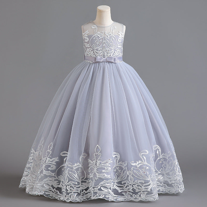 A-Line/Princess Scoop Neck Sleeveless Tulle Flower Girl Dress with Lace Appliques & Bow