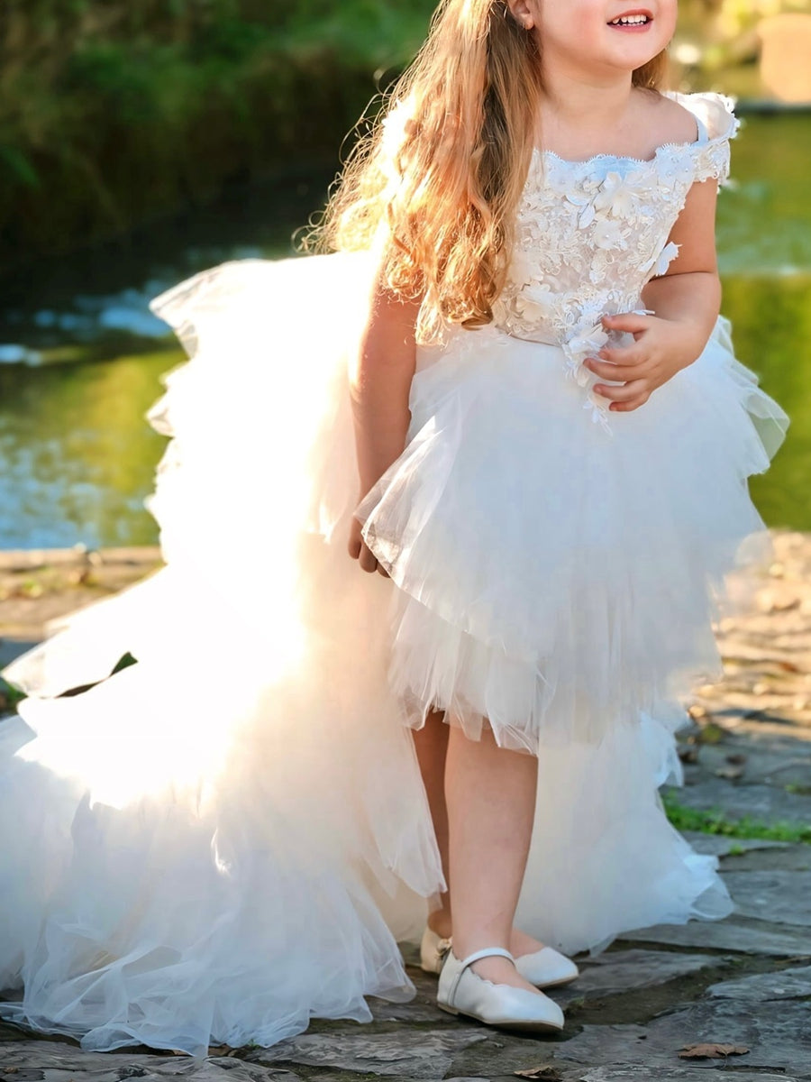 sachin and babi light blue dress White 3D Floral Off Shoulder Gown by Ladivine WN308 main image 1