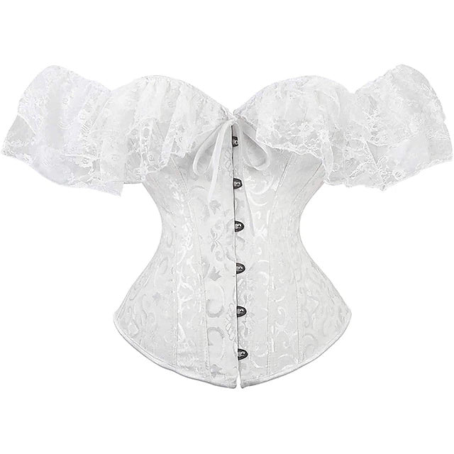 Women‘s Sexy Buckle Hook Push Up Lace Overbust Corsets for Wedding Party Birthday