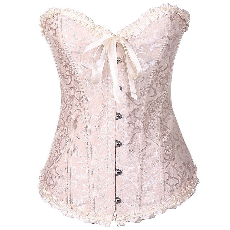 Women‘s Tummy Control Overbust  Jacquard Abstract Flower Hook & Eye Corsets for Wedding Party Birthday