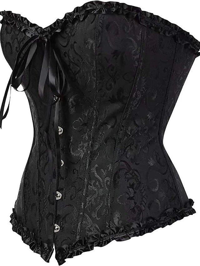 Women‘s Tummy Control Overbust  Jacquard Abstract Flower Hook & Eye Corsets for Wedding Party Birthday