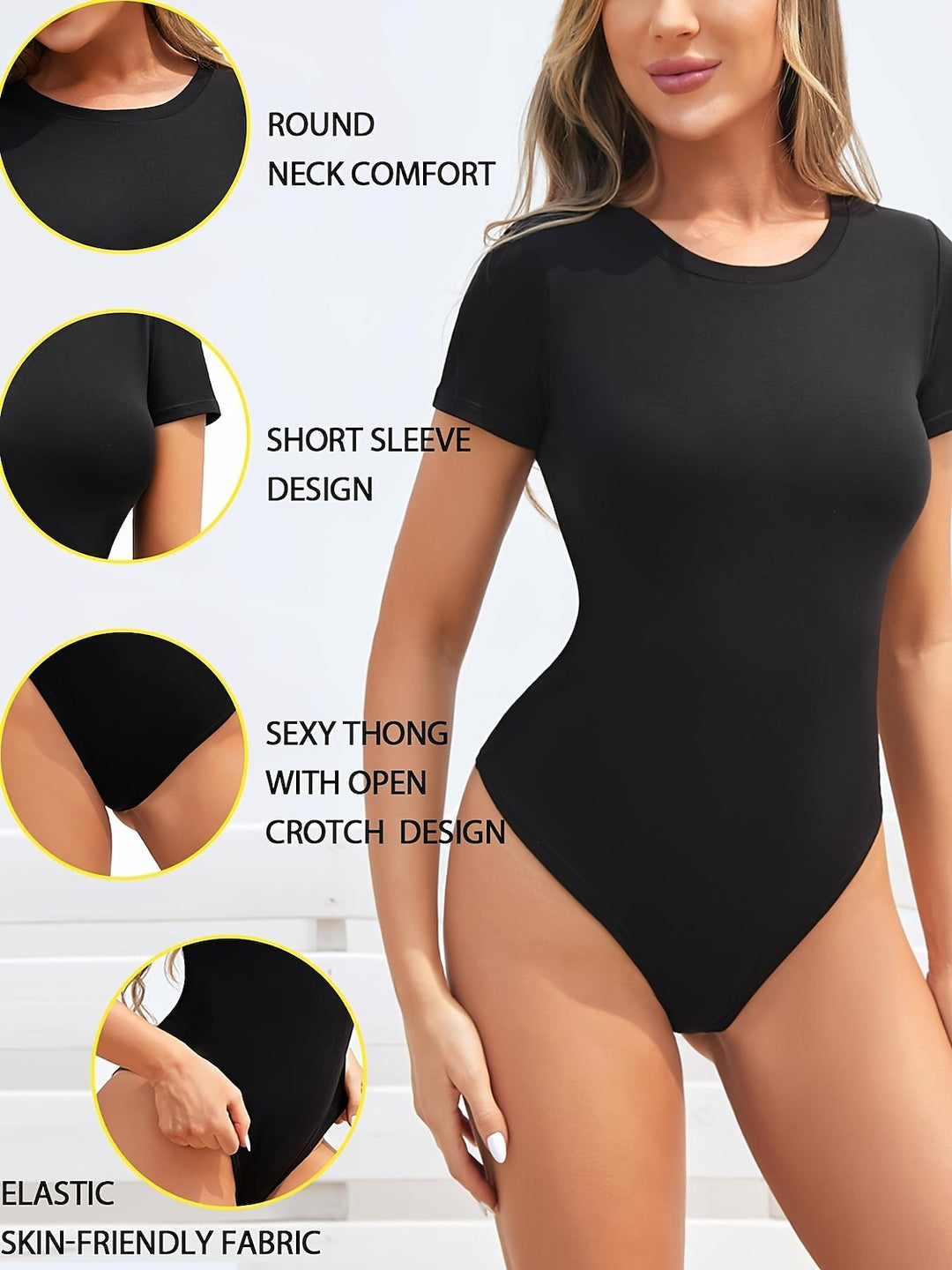 Women's Bodysuit Shapewear Round Neck Short Sleeve Daily Sexy
