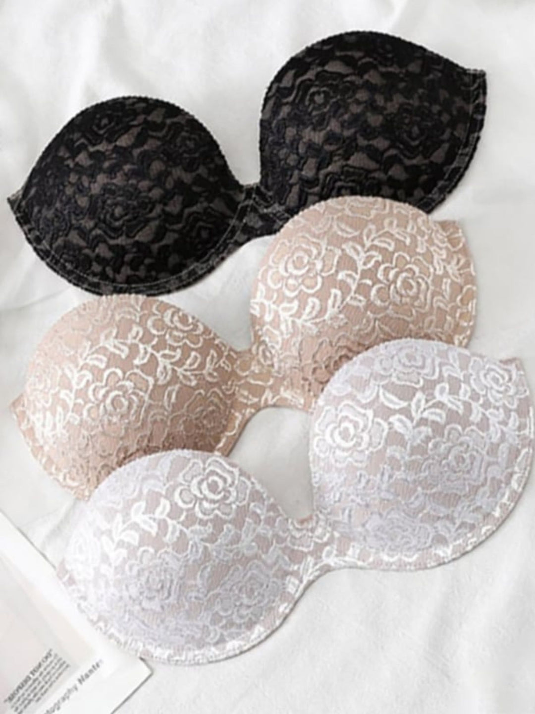 Women's Minimalism Lace Backless Bra Sexy Strapless Nipple Covers