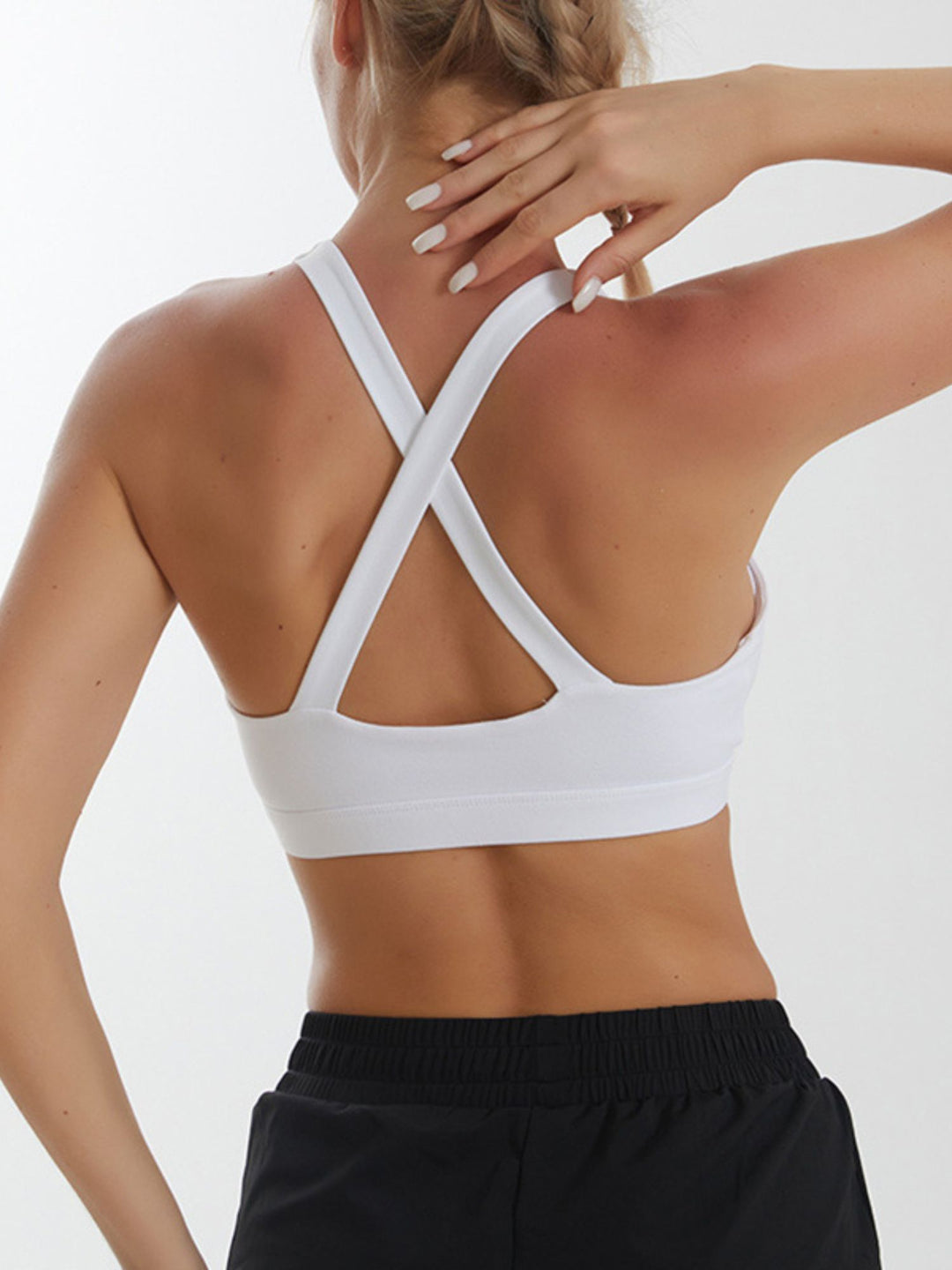 Classic Solid Minimalist Sports Bra Polyester Training Wear