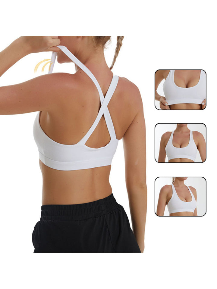 Classic Solid Minimalist Sports Bra Polyester Training Wear