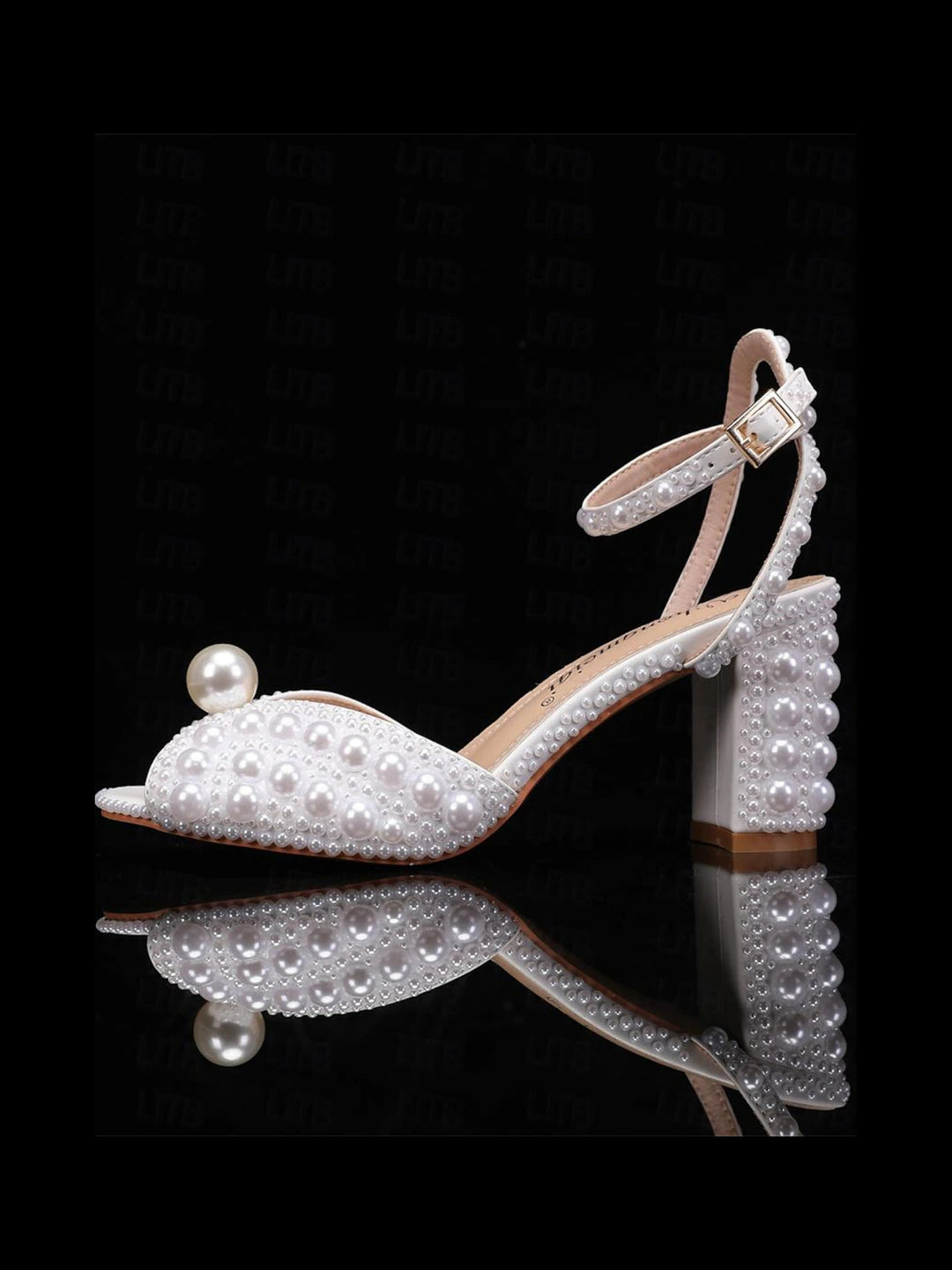 Women's Wedding Shoes PU Sandals with Imitation Pearl Closed Toe Pointed Toe Stiletto High Heel Wedding Heels Bridal Shoes