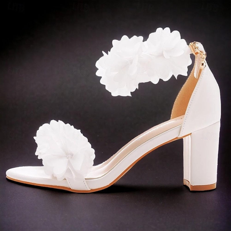 Women's Wedding Shoes Pumps PU Sandals Round Toe High Heel Wedding Heels Bridal Shoes