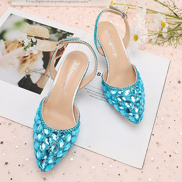 Women's Wedding Shoes Sandals Bling Bling Pointed Toe High Heel Wedding Heels Bridal Shoes