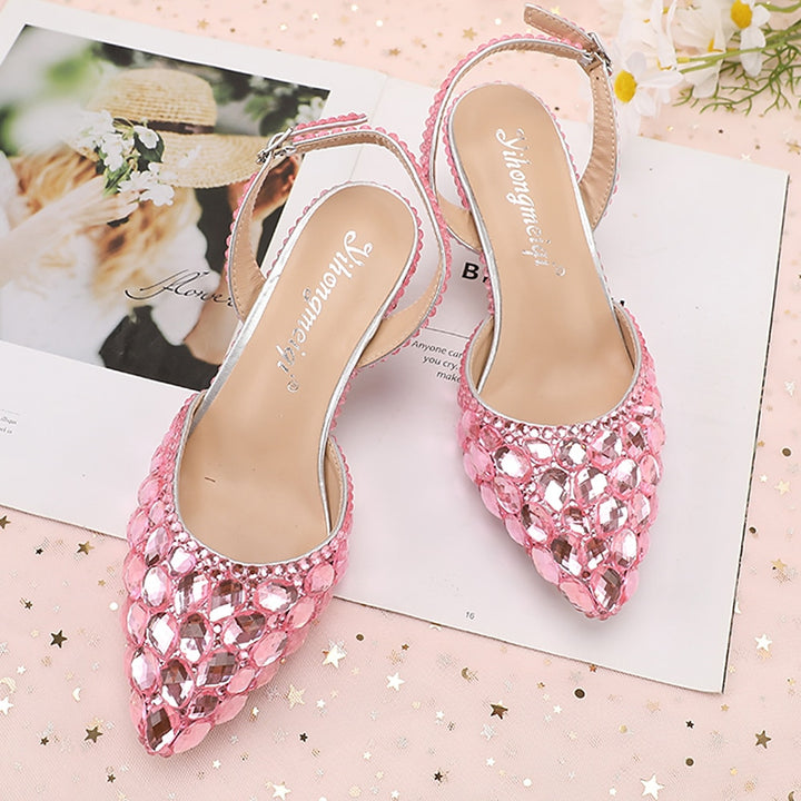 Women's Wedding Shoes Sandals Bling Bling Pointed Toe High Heel Wedding Heels Bridal Shoes