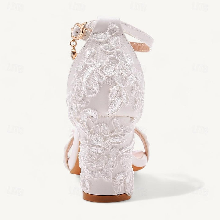 Women's Wedding Shoes Chunky Heel Round Toe Wedding Heels Bridal Shoes
